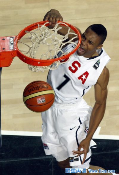 Westbrook from the US dunks against Russia during their FIBA Basketball World Championship game in Istanbul Russel Westbrook from the U.S. dunks against Russia during their FIBA Basketball World Championship game in Istanbul September 9, 2010.         (Xinhua/Reuters)