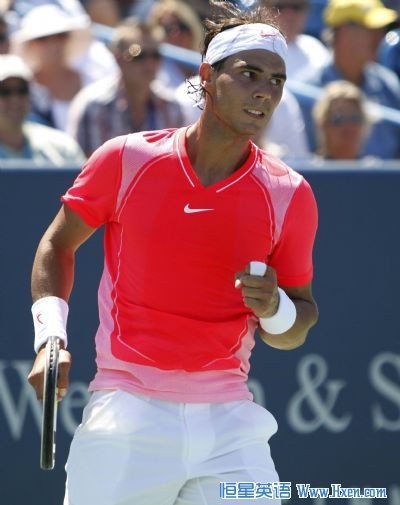 Nadal of Spain pumps his first after winning first set against Dent of the U.S. during Cincinnati Masters tennis tournament Rafael Nadal of Spain pumps his first after winning the first set against Taylor Dent of the U.S. during their second round match at the Cincinnati Masters tennis tournament in Cincinnati, August 18, 2010. (Xinhua/Reuters)