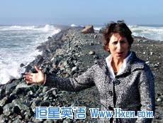 Wave Energy AS program director Stephanie Thornton hopes to harness the power of the crashing waves near Barview, Oregon.