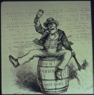 An unflattering political cartoon from 1871 titled 'The Usual Irish Way of Doing Things,' by Thomas Nast. An unflattering political cartoon from 1871 titled 'The Usual Irish Way of Doing Things,' by Thomas Nast.