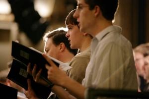 Students rehearse while participating in the Carnegie Hall Professional Choral Workshop.