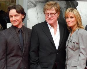 James McAvoy, Robert Redford and Robin Wright at the premiere of  'The Conspirator' at Ford��s Theater in Washington, DC on April 10, 2011.       