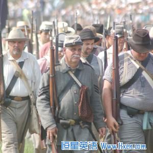 These re-enactors are portraying Confederate soldiers from the old American South.  