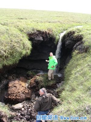 The Toolik River thermokarst gully that Michael Gooseff and colleagues discovered just after its formation in 2003. 