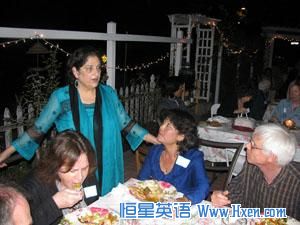 Samina Sundas mingles with guests at a recent gathering she hosted.       