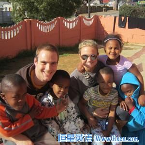 <a href=http://www.hxen.com target=_blank class=infotextkey>study</a> abroad students Ben Valerio and Hillary Kinsey at the Siyazingcy Creche, a daycare center in South Africa.           