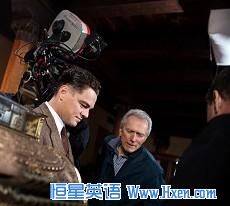 Clint Eastwood right, and Leonardo DiCaprio on the set of 