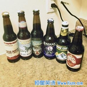 Here��s a sampling of wintertime beers. Note the one on the left. It��s a stout, which is already heavy and dark before flavoring is added. 