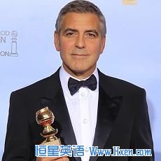 George Clooney poses with his award for best actor in a motion picure - drama for 