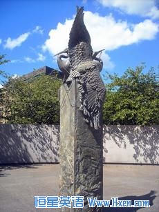 Designed by Davis Buckley and Nina Akamu, this monument at the memorial depicts two Japanese cranes caught in barbed wire. It symbolizes the internment of thousands of Japanese Americans in camps in the U.S. Southwest during World War II.  