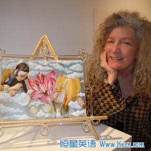 Artist Ginny Ruffner with one of her vibrant glass works.    
