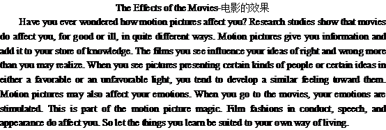 The Effects of the Movies-��Ӱ��Ч��