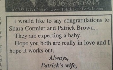 原配登报智斗小三:署名永远的妻子