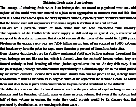 ���ڴӱ�ɽ�л�ȡ��ˮObtaining Fresh water from icebergs