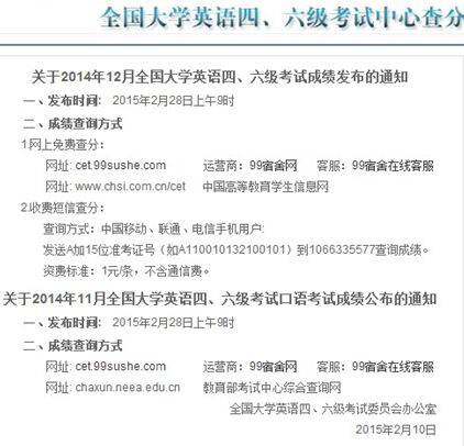 2014��12�´�ѧӢ���ļ��ɼ���ѯʱ�乫������